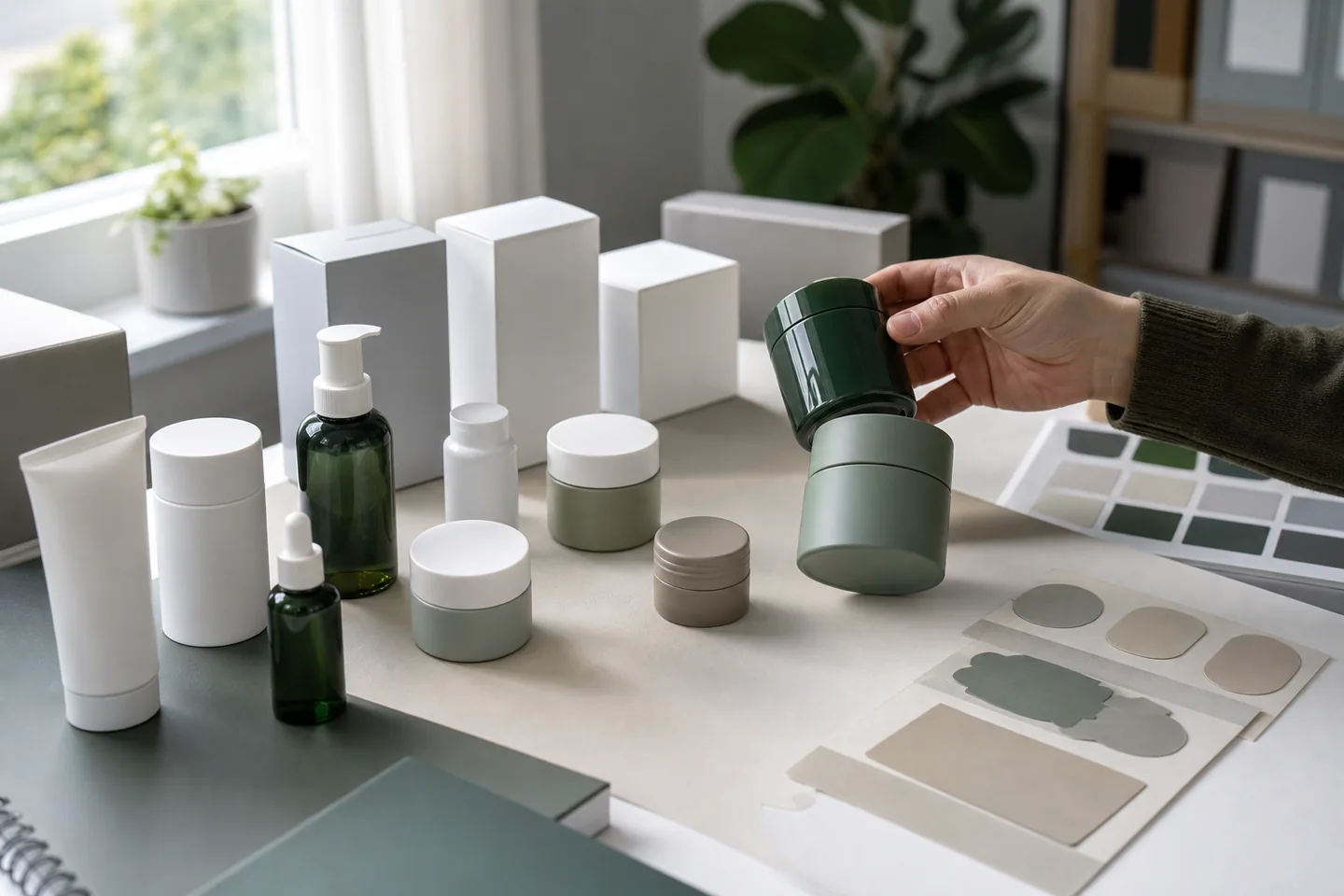 Unbranded container and packaging finishes compared for a private-label brief